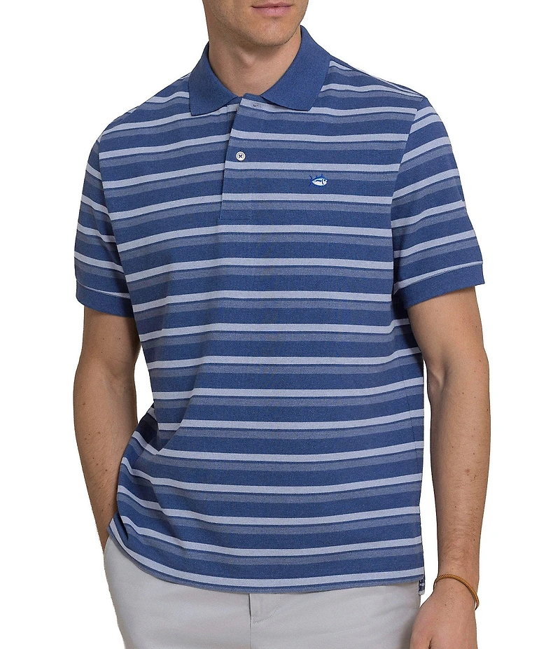 Southern Tide Heather Stripe Skipjack Short Sleeve Polo Shirt