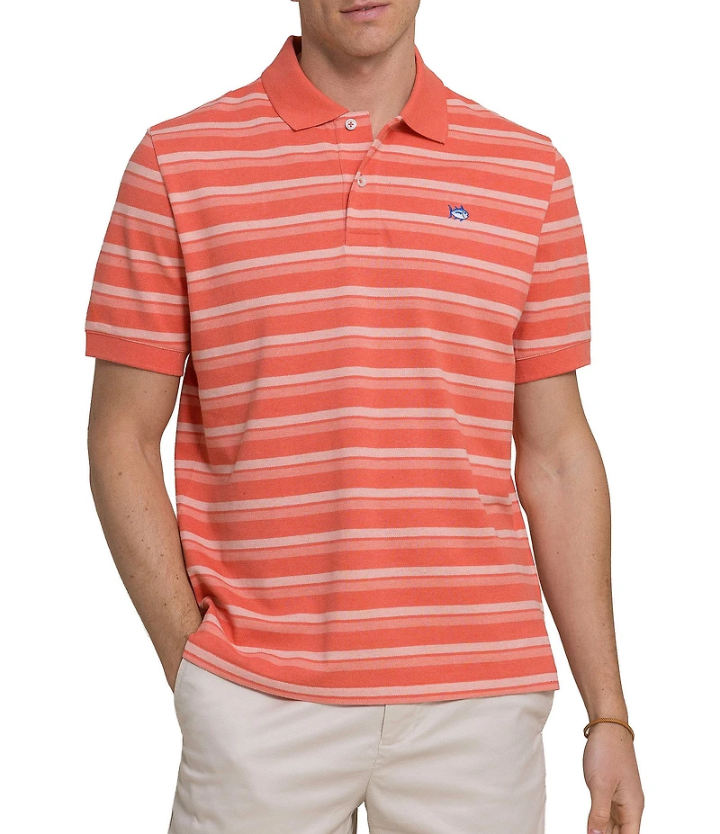 Southern Tide Heather Stripe Skipjack Short Sleeve Polo Shirt