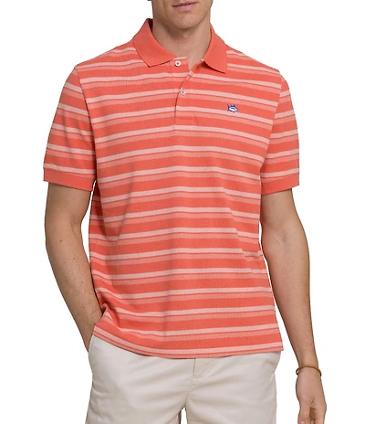 Southern Tide Heather Stripe Skipjack Short Sleeve Polo Shirt