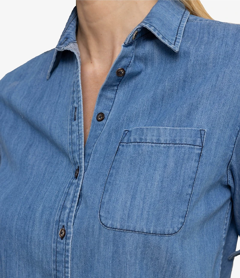 Southern Tide Katherine Denim Point Collar Long Sleeve Button Front Shirt