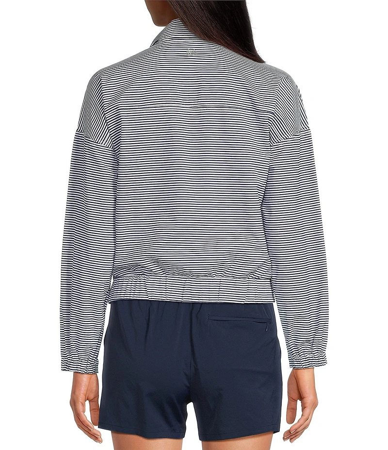 Southern Tide Kira Stripe Half Zip Stand Collar Long Sleeve Pullover