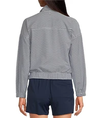 Southern Tide Kira Stripe Half Zip Stand Collar Long Sleeve Pullover
