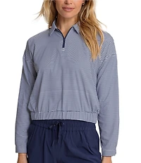 Southern Tide Kira Stripe Half Zip Stand Collar Long Sleeve Pullover