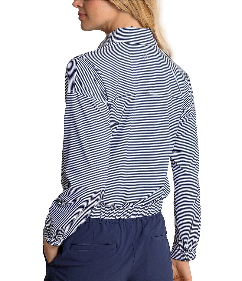 Southern Tide Kira Stripe Half Zip Stand Collar Long Sleeve Pullover