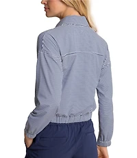 Southern Tide Kira Stripe Half Zip Stand Collar Long Sleeve Pullover