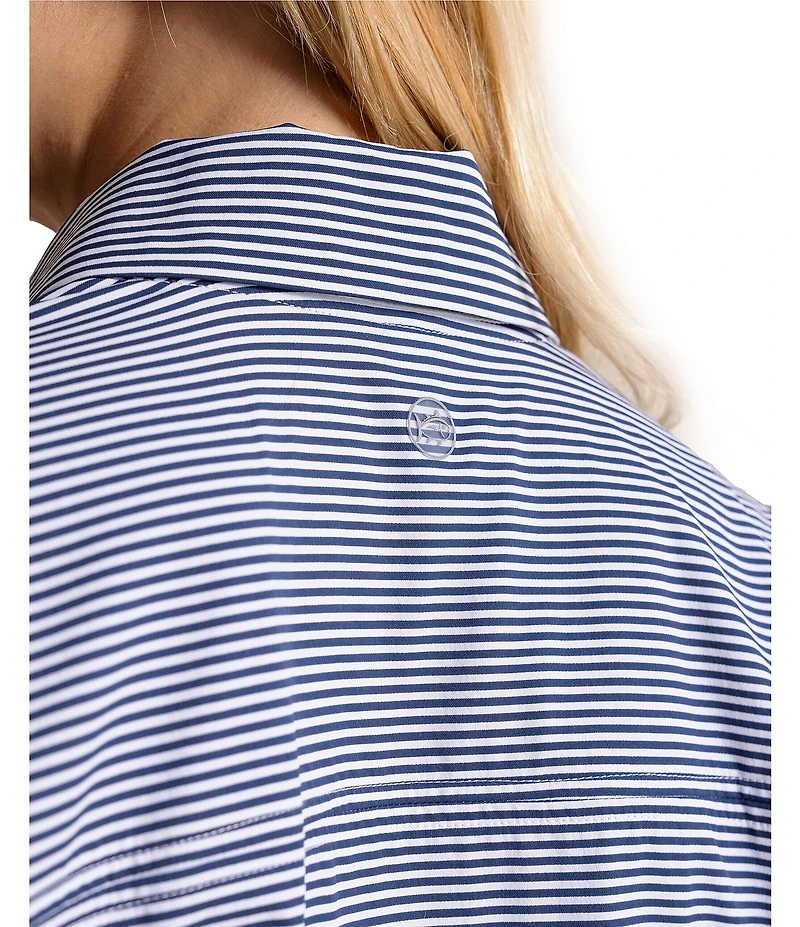 Southern Tide Kira Stripe Half Zip Stand Collar Long Sleeve Pullover
