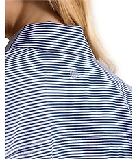 Southern Tide Kira Stripe Half Zip Stand Collar Long Sleeve Pullover