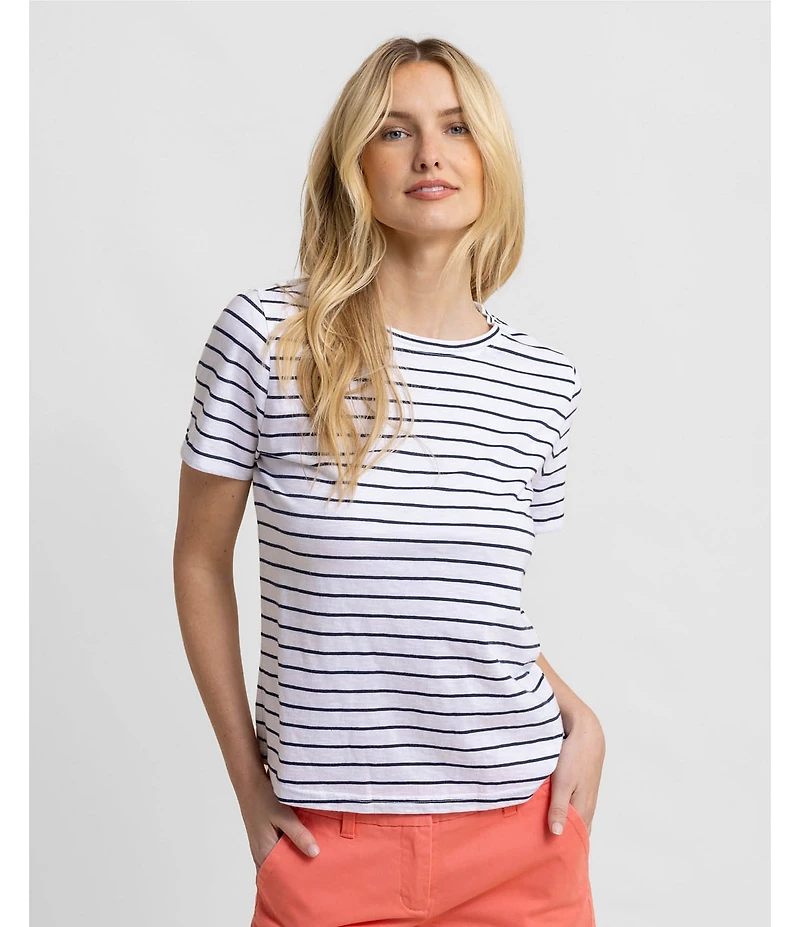 Southern Tide Knit Sunfarer Striped Crew Tee Shirt