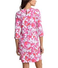 Southern Tide Leira Blossom Bay Crew Neck 3/4 Sleeve Dress