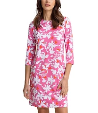 Southern Tide Leira Blossom Bay Crew Neck 3/4 Sleeve Dress
