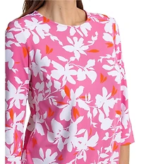 Southern Tide Leira Blossom Bay Crew Neck 3/4 Sleeve Dress