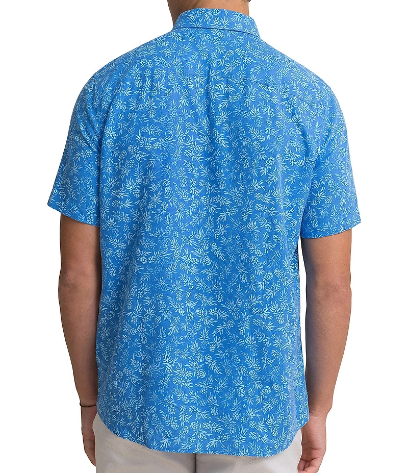 Southern Tide Linen Rayon Pineapple Parade Short Sleeve Woven Shirt
