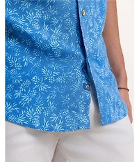Southern Tide Linen Rayon Pineapple Parade Short Sleeve Woven Shirt