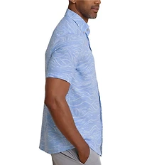 Southern Tide Linen Rayon Rolling Waves Short Sleeve Woven Shirt