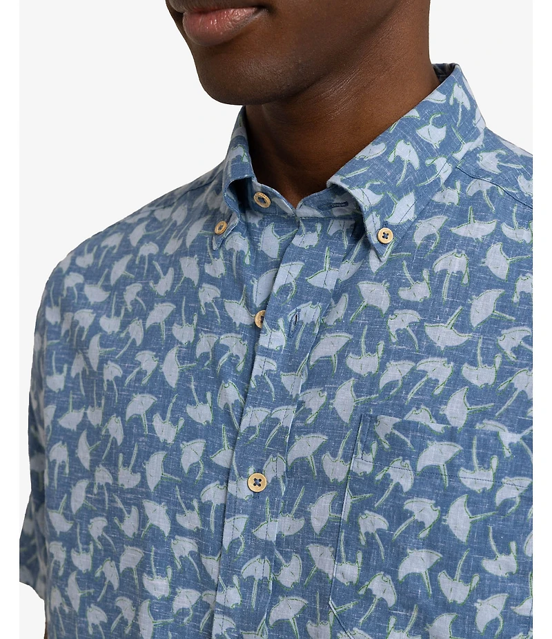 Southern Tide Linen Rayon Summer Rays Short Sleeve Woven Shirt