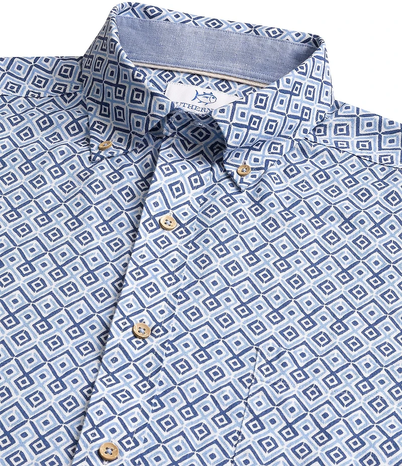 Southern Tide Marine Mirage Short Sleeve Woven Shirt