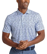 Southern Tide Performance Stretch Driver Petal Party Printed Short Sleeve Polo Shirt
