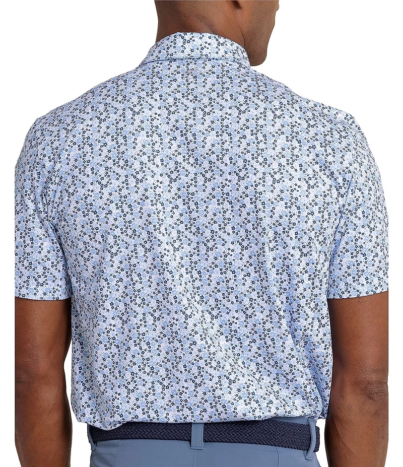 Southern Tide Performance Stretch Driver Petal Party Printed Short Sleeve Polo Shirt