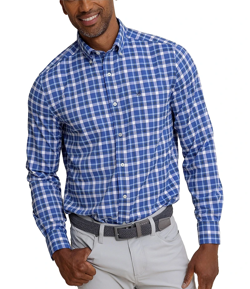 Southern Tide River Ridge Plaid Brrr° Intercoastal Performance Stretch Long Sleeve Woven Shirt