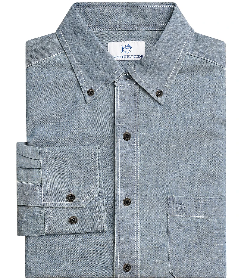 Southern Tide Sandy Beach Chambray Long Sleeve Woven Shirt