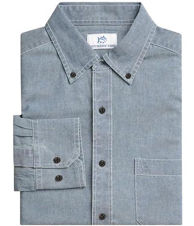 Southern Tide Sandy Beach Chambray Long Sleeve Woven Shirt