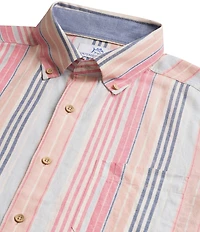 Southern Tide Sea Voyage Stripe Linen Blend Short Sleeve Woven Shirt