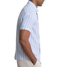 Southern Tide Seamark Linen Blend Stripe Short Sleeve Woven Shirt