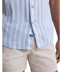 Southern Tide Seamark Linen Blend Stripe Short Sleeve Woven Shirt