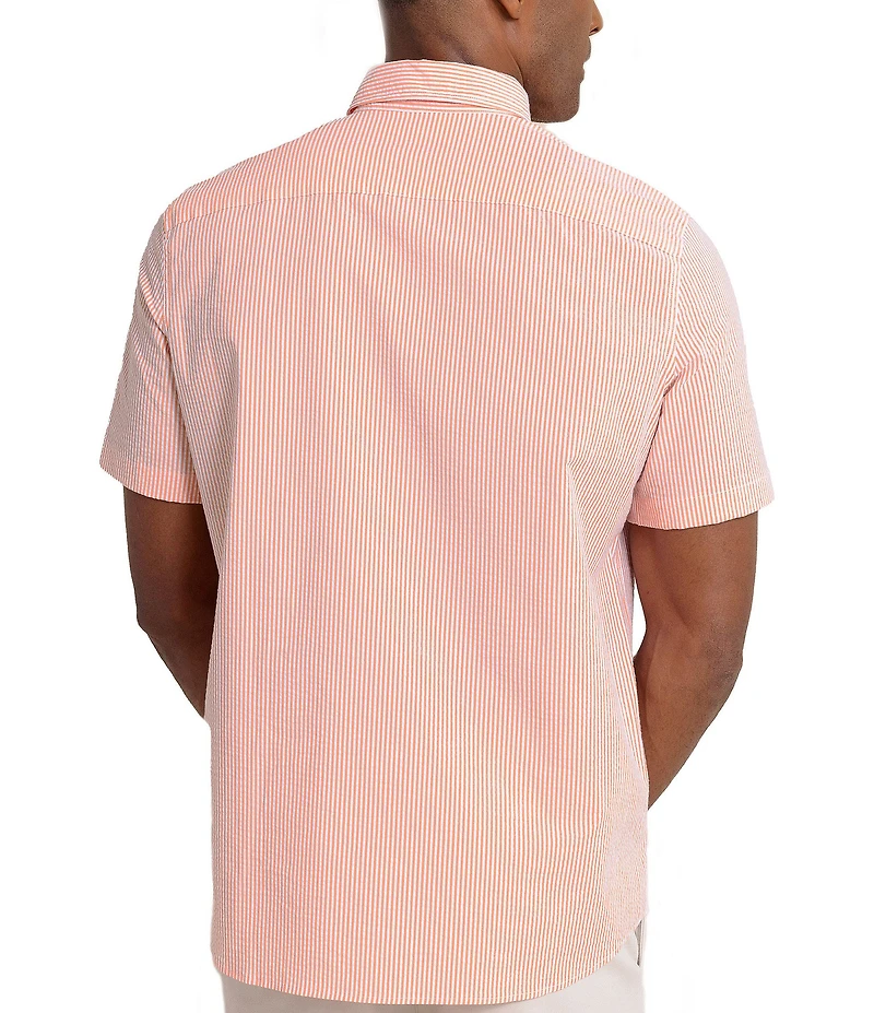 Southern Tide Stretch Stripe Seersucker Follyfield Short Sleeve Woven Shirt