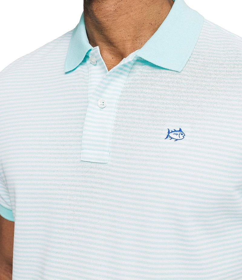 Southern Tide Striped Skipjack Short Sleeve Polo Shirt