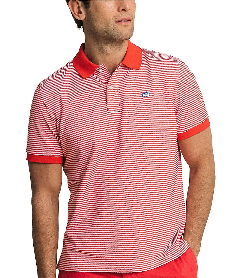 Southern Tide Striped Skipjack Short Sleeve Polo Shirt