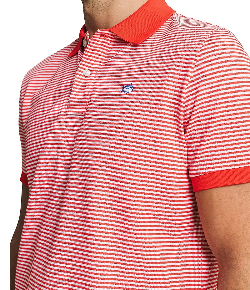 Southern Tide Striped Skipjack Short Sleeve Polo Shirt
