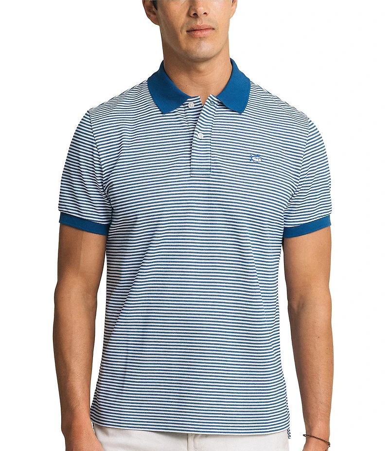 Southern Tide Striped Skipjack Short Sleeve Polo Shirt