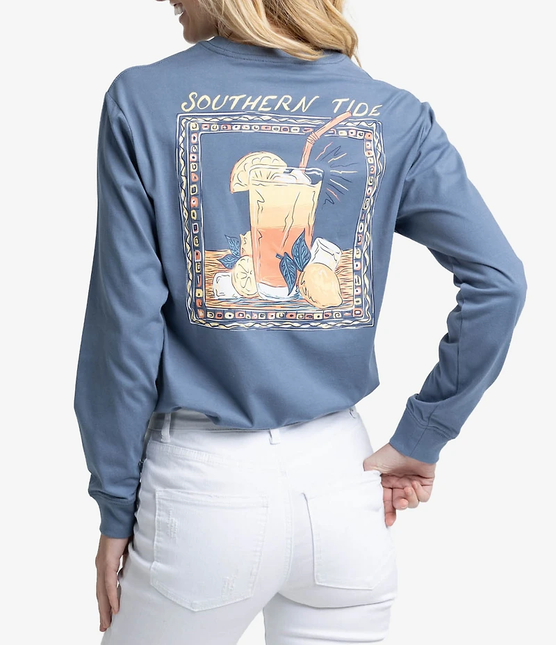 Southern Tide Sunset Sippin Crew Neck Long Sleeve Tee Shirt