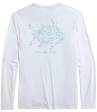 Southern Tide Swarming Sharks Performance Stretch Long Sleeve T-Shirt