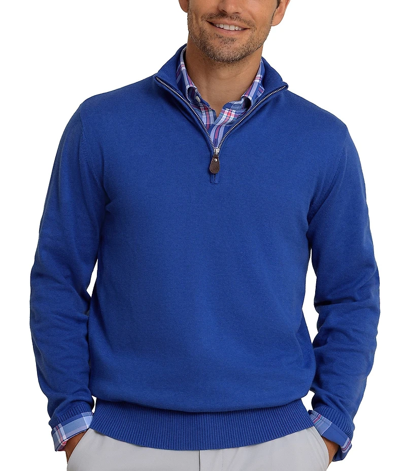 Southern Tide Whitehaven Heather Quarter-Zip Long Sleeve Knit Sweater