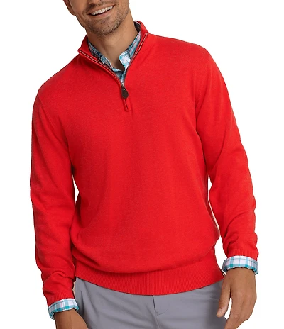 Southern Tide Whitehaven Heather Quarter-Zip Long Sleeve Knit Sweater