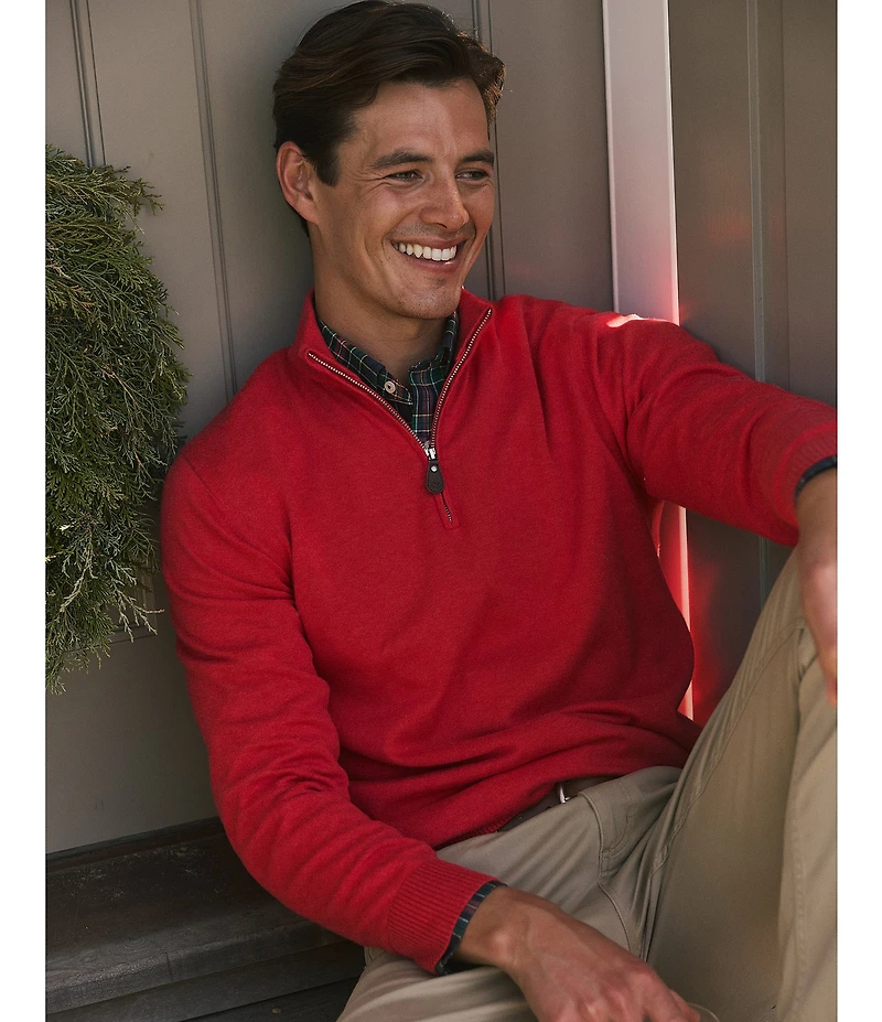 Southern Tide Whitehaven Heather Quarter-Zip Long Sleeve Knit Sweater