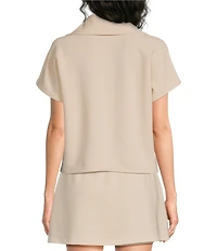 Spanx AirEssentials Half Zip Short Sleeve Rib Knit Pullover