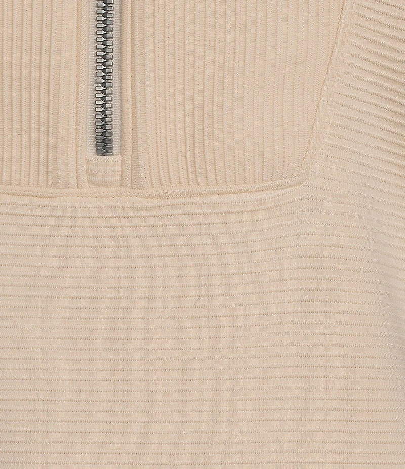 Spanx AirEssentials Half Zip Short Sleeve Rib Knit Pullover