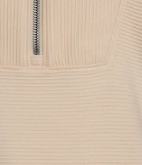 Spanx AirEssentials Half Zip Short Sleeve Rib Knit Pullover
