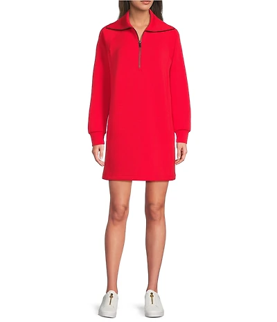Spanx AirEssentials Halfzip Knit Crew Neck Long Sleeve Dress
