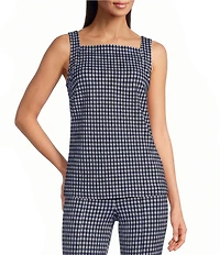 SPANX Coordinating Gingham Square Neck Sleeveless Ponte Jacquard Tank Top