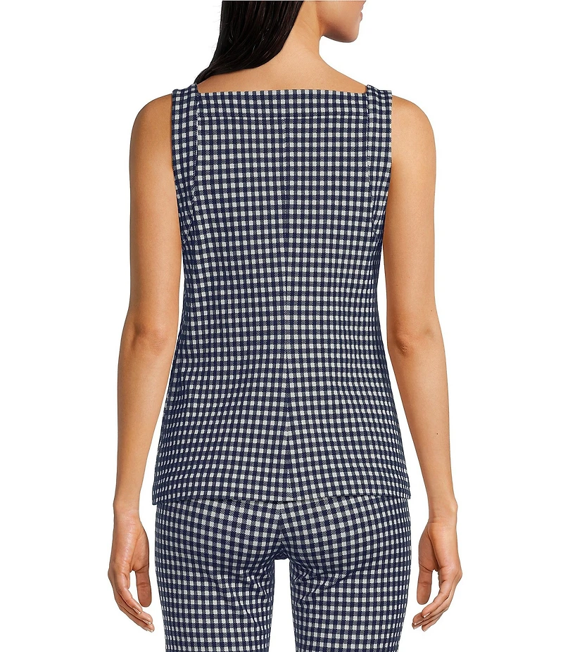 SPANX Coordinating Gingham Square Neck Sleeveless Ponte Jacquard Tank Top