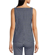 SPANX Coordinating Gingham Square Neck Sleeveless Ponte Jacquard Tank Top