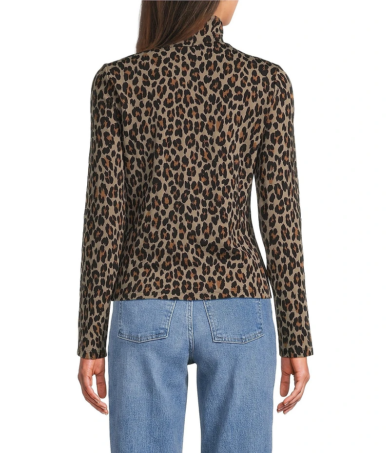 Spanx Knit Long Sleeve Leopard Turtleneck Top
