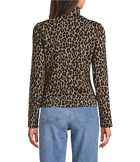 Spanx Knit Long Sleeve Leopard Turtleneck Top