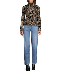 Spanx Knit Long Sleeve Leopard Turtleneck Top