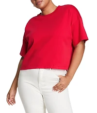 Spanx Knit Short Sleeve Crew Neckline Cotton Boxy T-Shirt