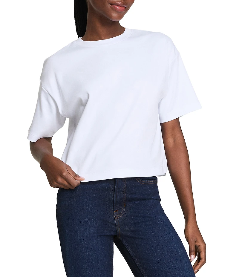 Spanx Knit Short Sleeve Crew Neckline Cotton Boxy T-Shirt